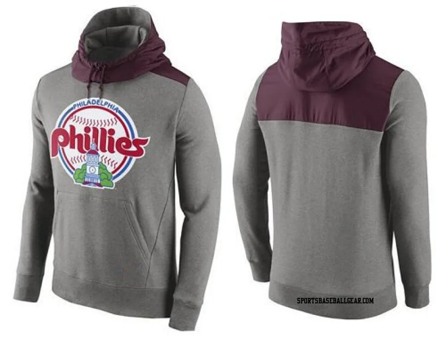 Men's Philadelphia Phillies Gray Cooperstown Collection Hybrid Pullover Hoodie