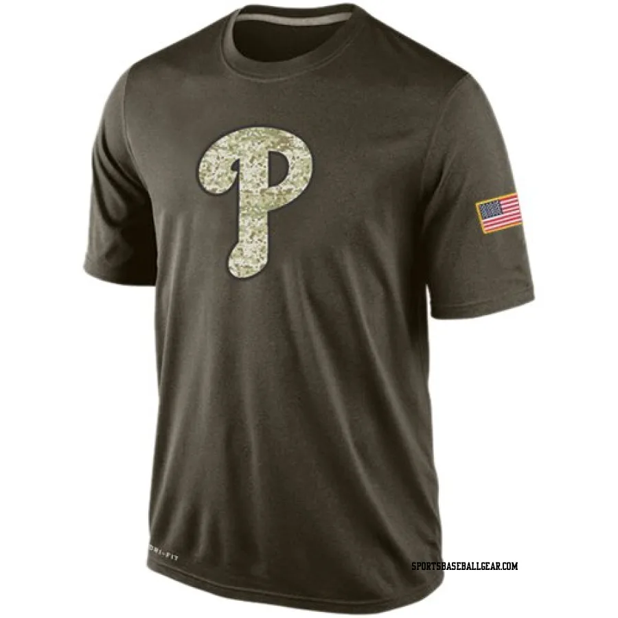 Men's Philadelphia Phillies Olive Dri-Fit Salute To Service KO Performance T-Shirts