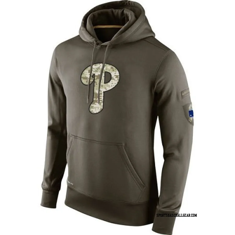Men's Philadelphia Phillies Olive Salute to Service KO Performance Hoodie