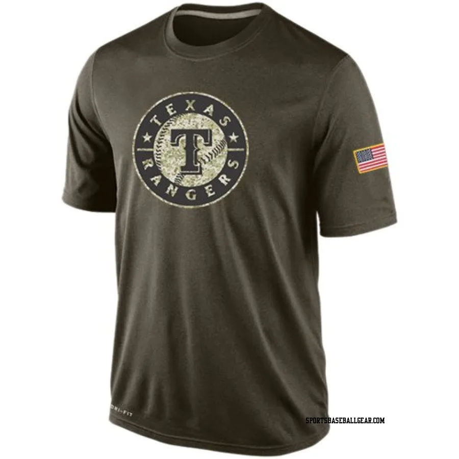 Men's Texas Rangers Olive Dri-Fit Salute To Service KO Performance T-Shirt
