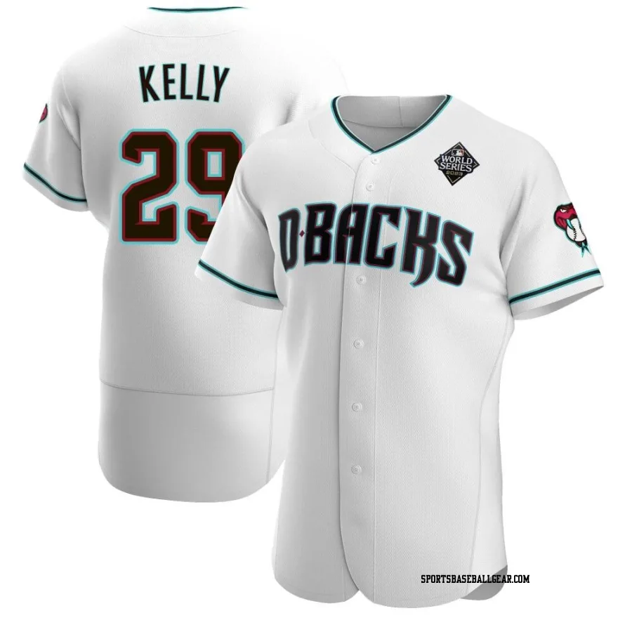Merrill Kelly Men's Arizona Diamondbacks White Authentic Teal Alternate 2023 World Series Jersey