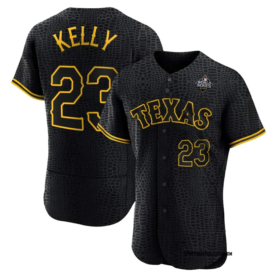 Merrill Kelly Men's Texas Rangers Black Authentic Snake Skin City 2023 World Series Jersey