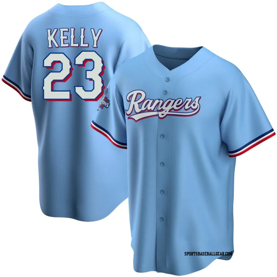 Merrill Kelly Men's Texas Rangers Light Blue Replica Alternate 2023 World Series Champions Jersey