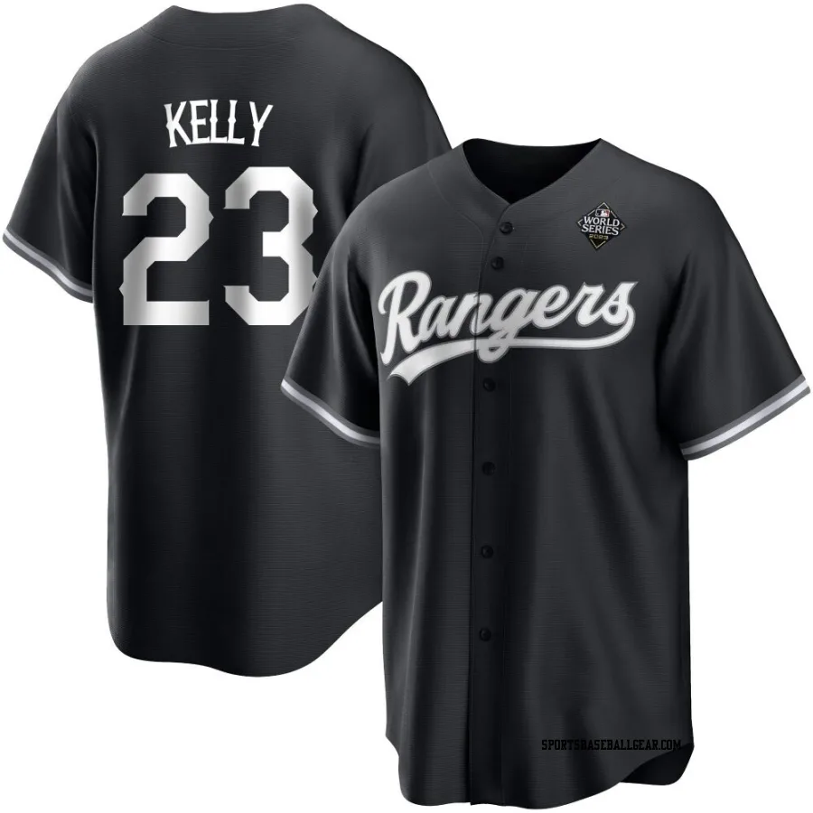 Merrill Kelly Men's Texas Rangers White Replica Black 2023 World Series Jersey