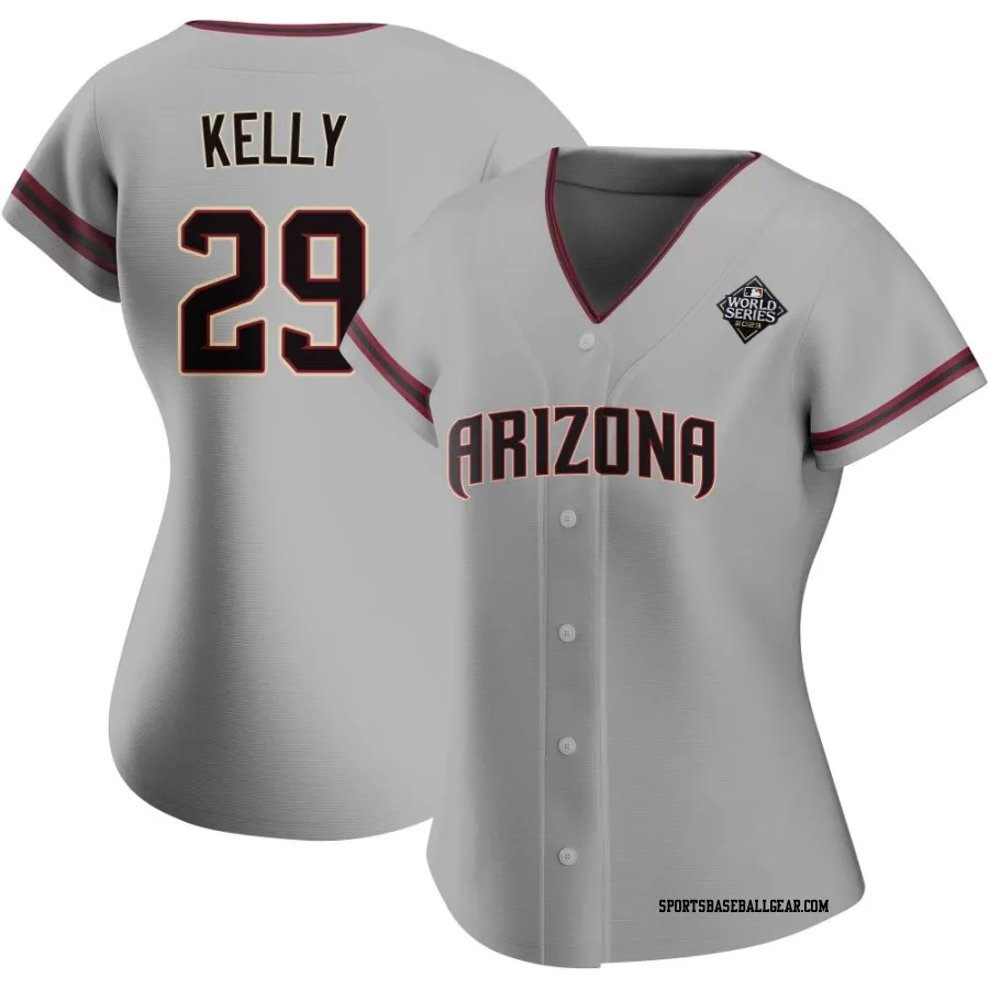 Merrill Kelly Women's Arizona Diamondbacks Gray Replica Road 2023 World Series Jersey