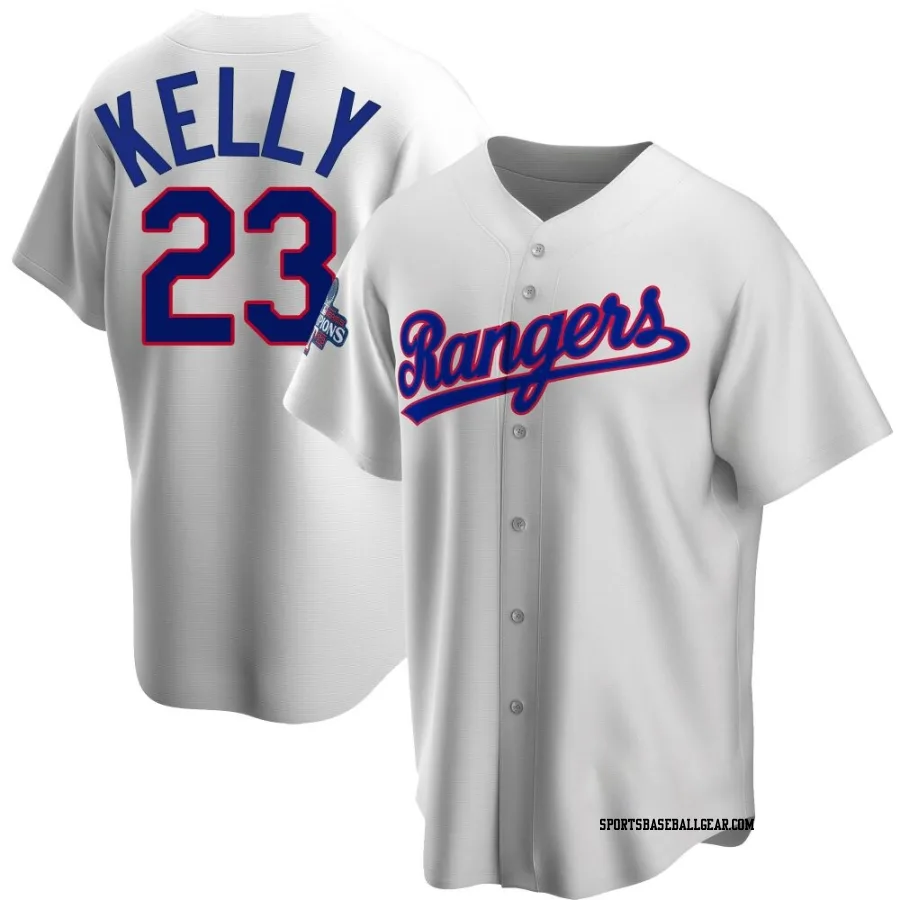 Merrill Kelly Youth Texas Rangers White Replica Home Cooperstown Collection 2023 World Series Champions Jersey