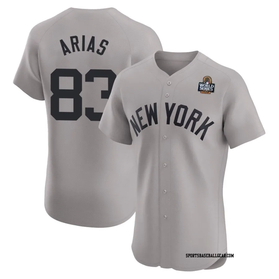 Michael Arias Men's New York Yankees Gray Elite Road 2024 World Series Jersey