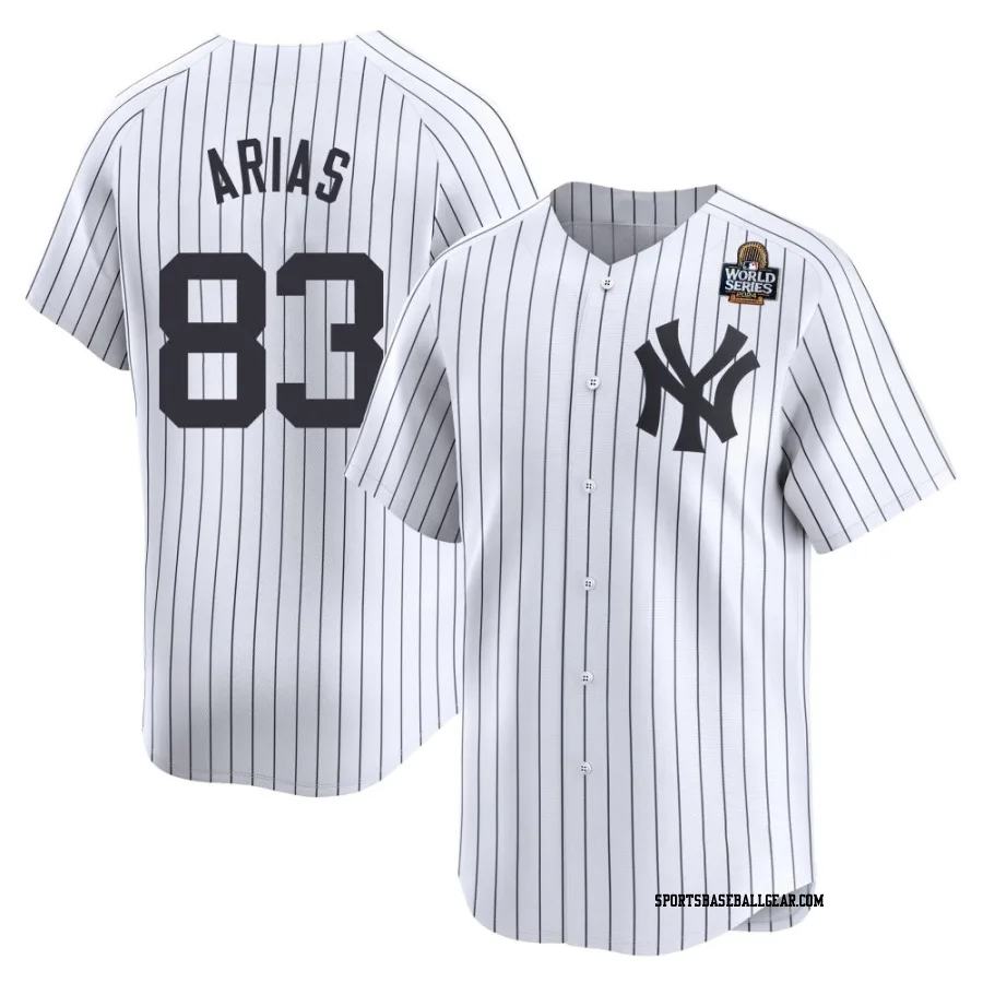 Michael Arias Men's New York Yankees White Limited Yankee Home 2024 World Series Jersey