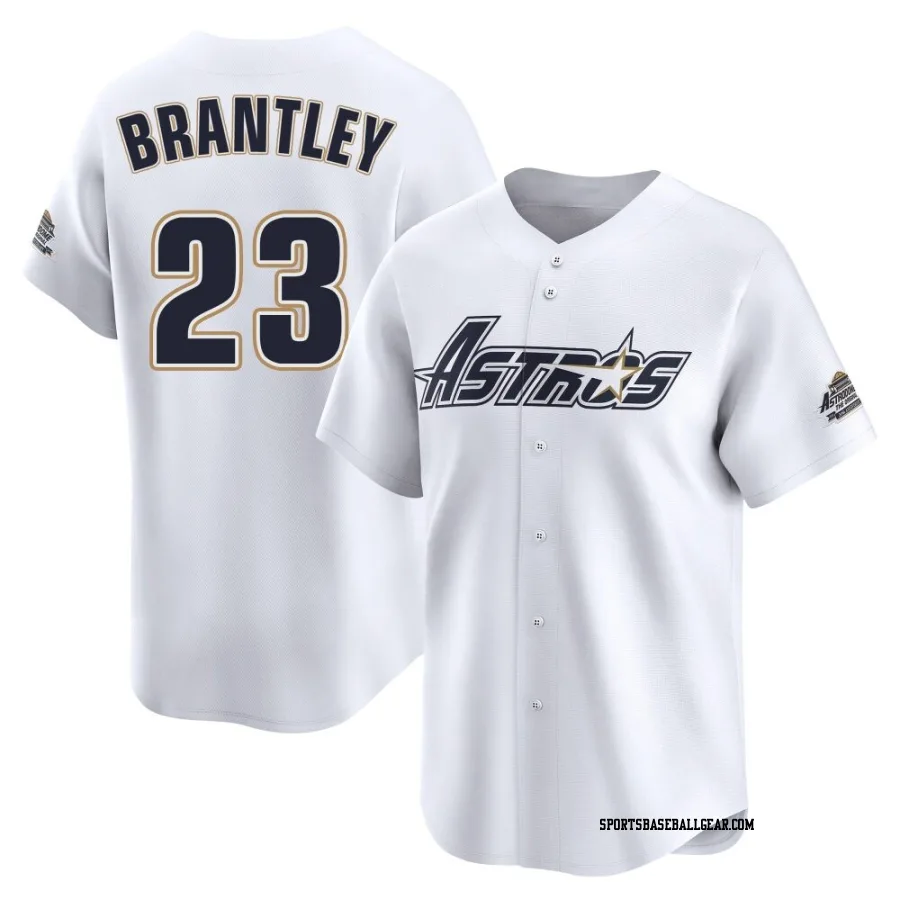 Michael Brantley Men's Houston Astros White Limited Throwback Cooperstown Collection Jersey
