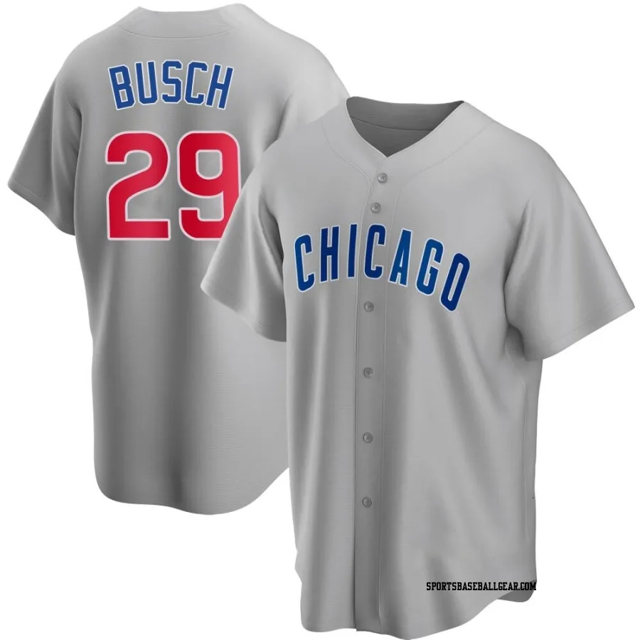 Michael Busch Men's Chicago Cubs Gray Replica Road Jersey