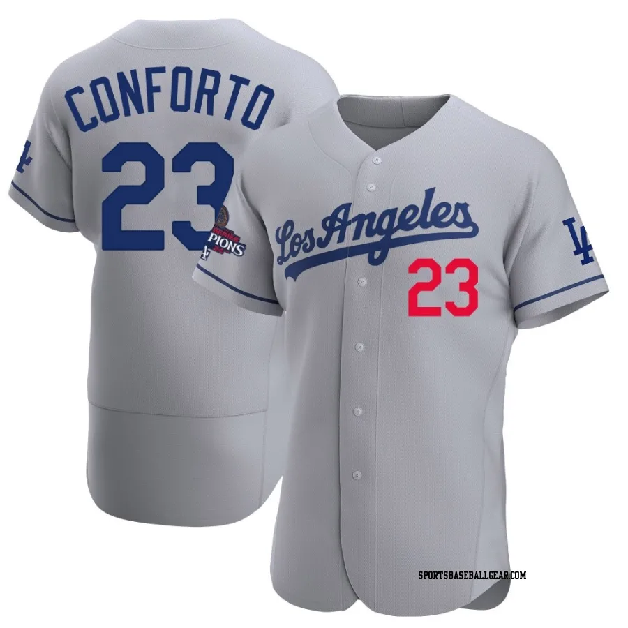 Michael Conforto Men's Los Angeles Dodgers Gray Authentic Away Official 2024 World Series Champions Jersey