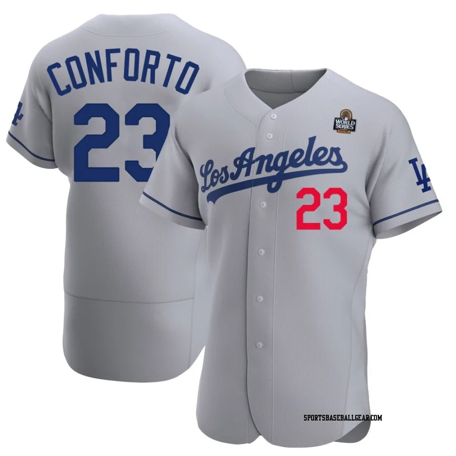 Michael Conforto Men's Los Angeles Dodgers Gray Authentic Away Official 2024 World Series Jersey