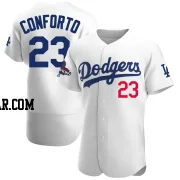 Michael Conforto Men's Los Angeles Dodgers White Authentic Home Official 2024 World Series Champions Jersey