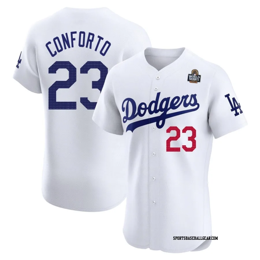 Michael Conforto Men's Los Angeles Dodgers White Elite Home 2024 World Series Jersey