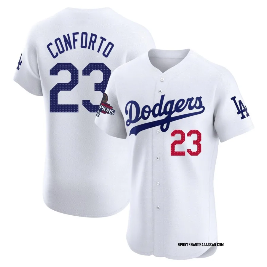 Michael Conforto Men's Los Angeles Dodgers White Elite Home World Series Champions Jersey