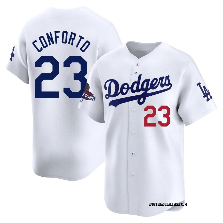Michael Conforto Men's Los Angeles Dodgers White Limited Home 2024 World Series Champions Jersey
