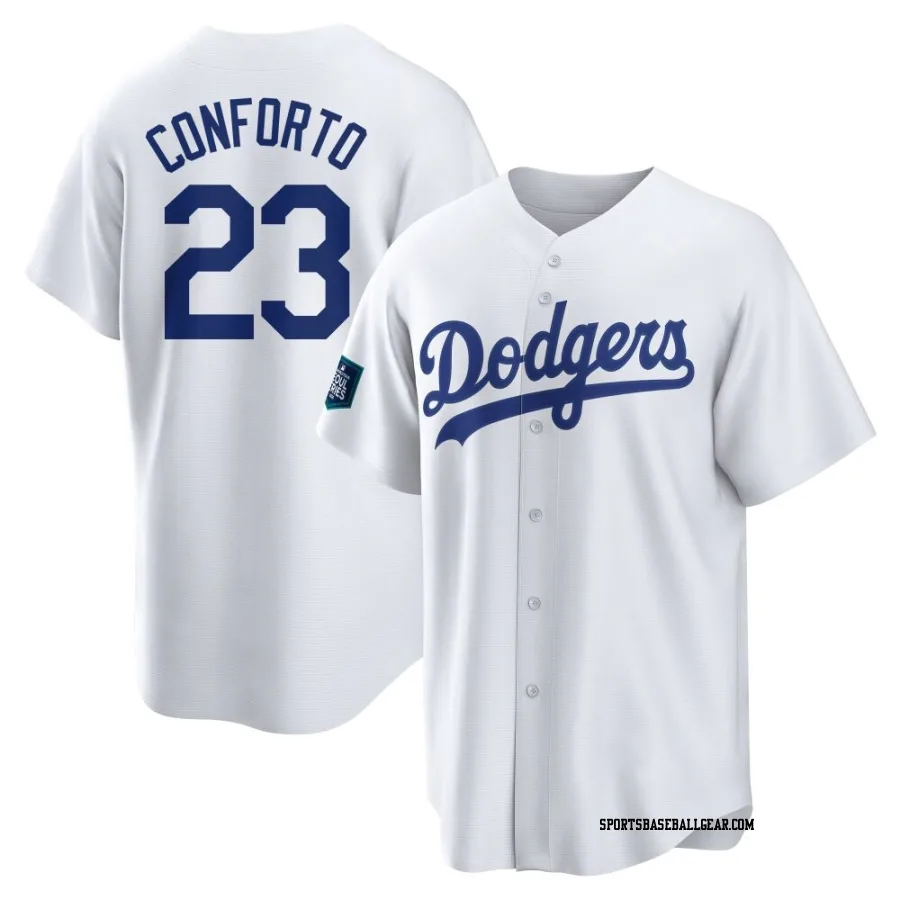 Michael Conforto Men's Los Angeles Dodgers White Replica 2024 World Tour Seoul Series Home Jersey