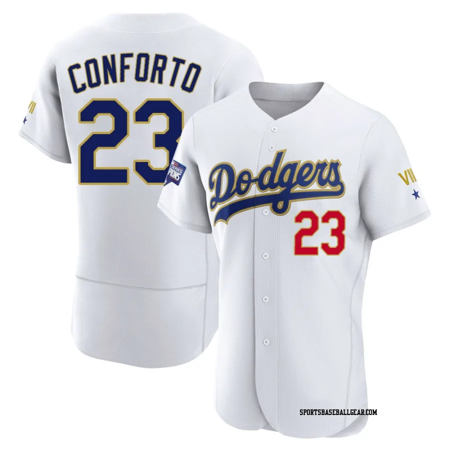 Michael Conforto Men's Los Angeles Dodgers White/Gold Authentic 2021 Gold Program Player Jersey