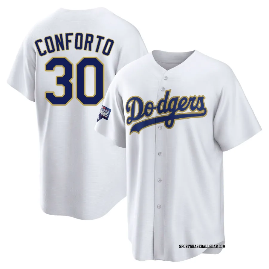 Michael Conforto Men's Los Angeles Dodgers White/Gold Replica 2021 Gold Program Player Jersey