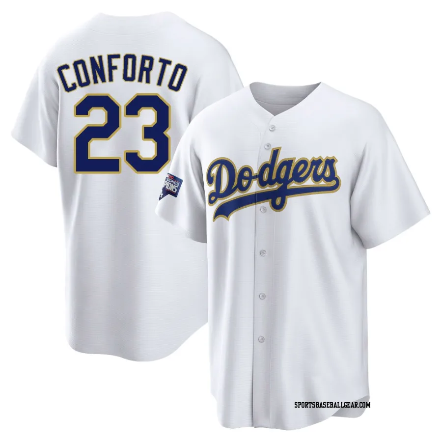 Michael Conforto Men's Los Angeles Dodgers White/Gold Replica 2021 Gold Program Player Jersey
