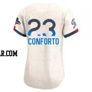 Michael Conforto Women's Los Angeles Dodgers Cream Limited 2024 City Connect World Series Champions Jersey