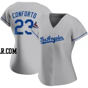 Michael Conforto Women's Los Angeles Dodgers Gray Authentic Road 2024 World Series Champions Jersey