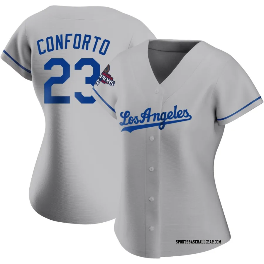 Michael Conforto Women's Los Angeles Dodgers Gray Replica Road 2024 World Series Champions Jersey