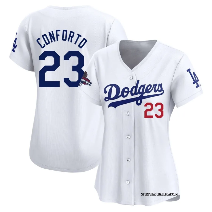 Michael Conforto Women's Los Angeles Dodgers White Limited Home 2024 World Series Champions Jersey