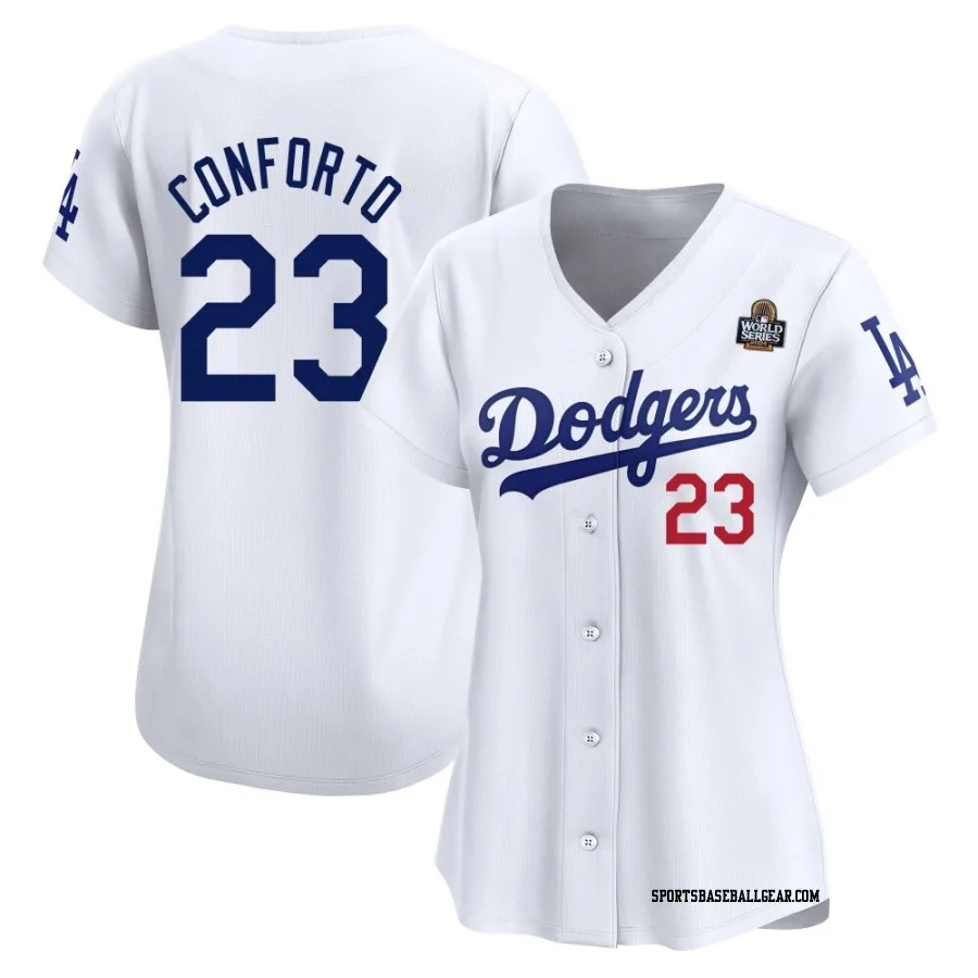 Michael Conforto Women's Los Angeles Dodgers White Limited Home 2024 World Series Jersey