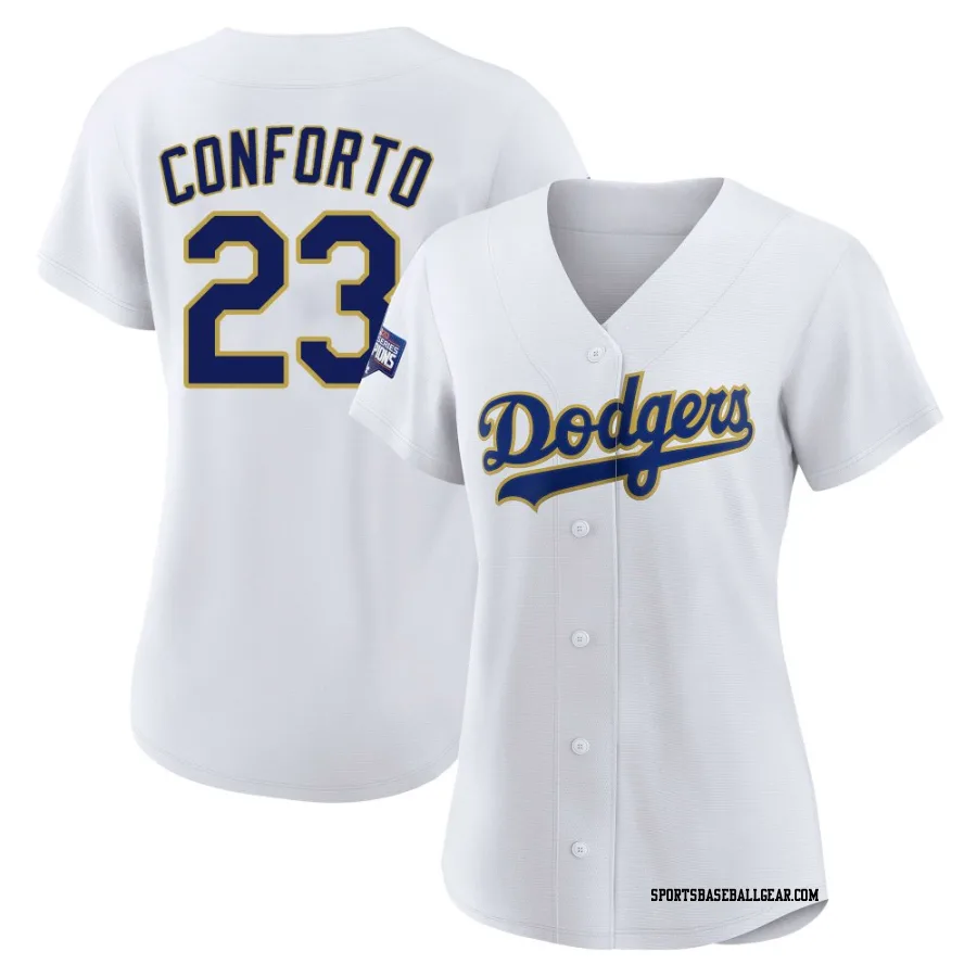 Michael Conforto Women's Los Angeles Dodgers White/Gold Replica 2021 Gold Program Player Jersey