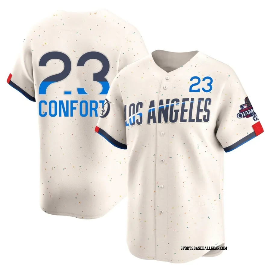 Michael Conforto Youth Los Angeles Dodgers Cream Limited 2024 City Connect World Series Champions Jersey