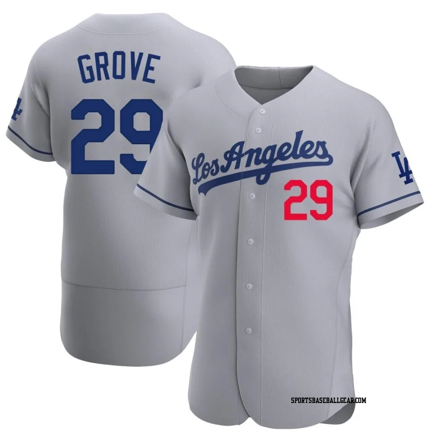 Michael Grove Men's Los Angeles Dodgers Gray Authentic Away Jersey
