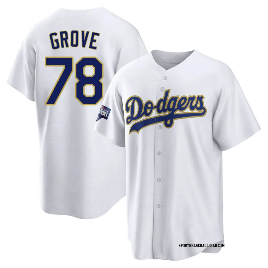 Michael Grove Men's Los Angeles Dodgers White/Gold Replica 2021 Gold Program Player Jersey