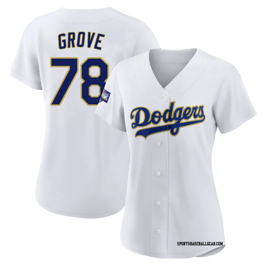 Michael Grove Women's Los Angeles Dodgers White/Gold Replica 2021 Gold Program Player Jersey
