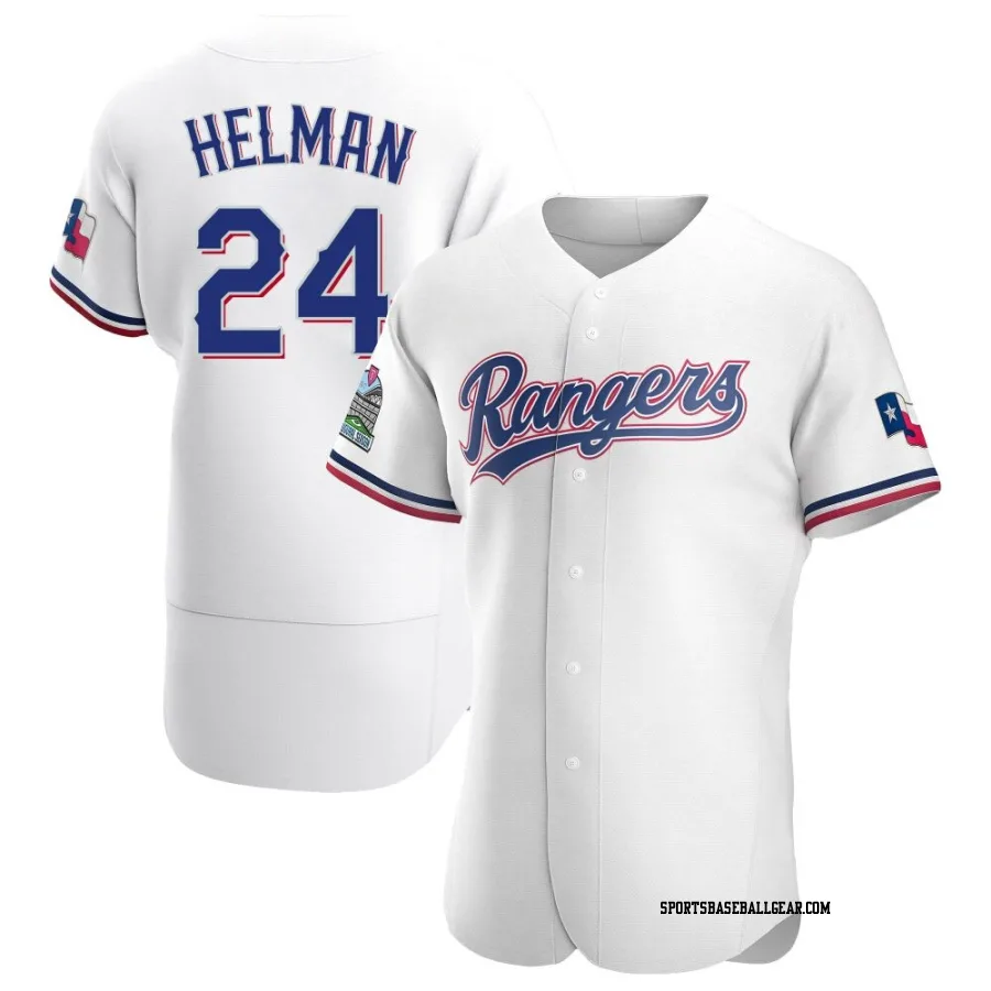 Michael Helman Men's Texas Rangers White Authentic Home Jersey