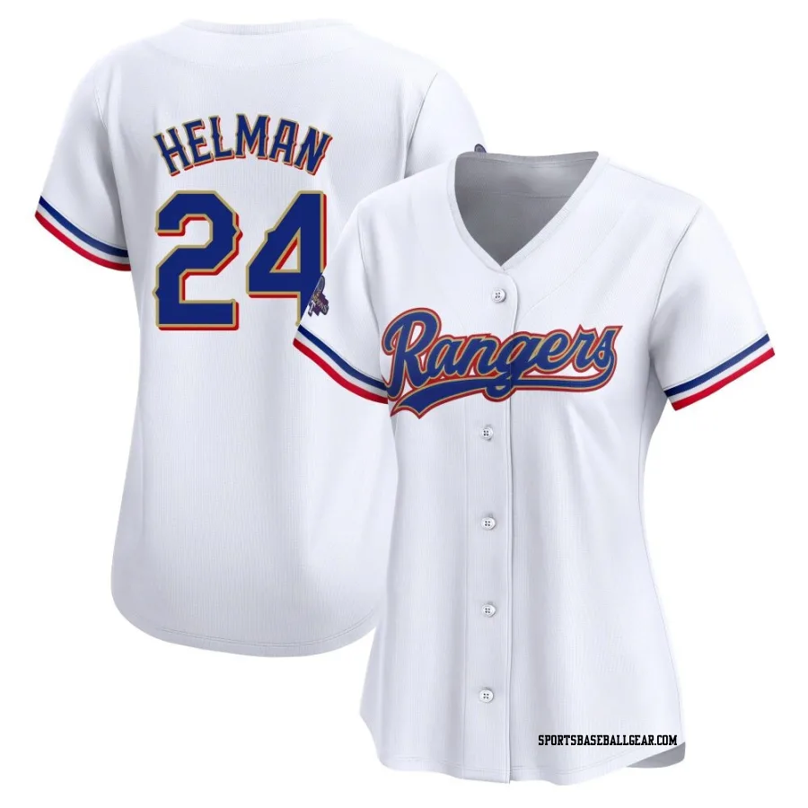 Michael Helman Women's Texas Rangers Gold Limited White 2024 Collection Jersey