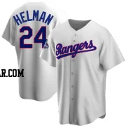 Michael Helman Youth Texas Rangers White Replica Home Cooperstown Collection 2023 World Series Champions Jersey