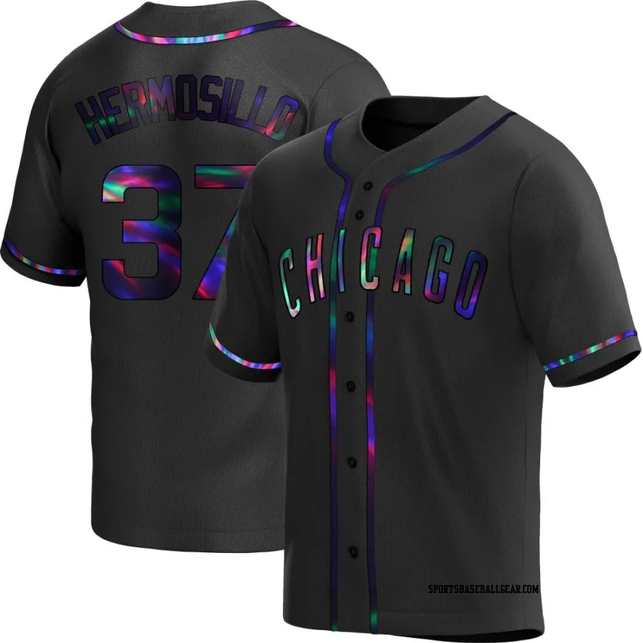 Michael Hermosillo Men's Chicago Cubs Black Holographic Replica Alternate Jersey
