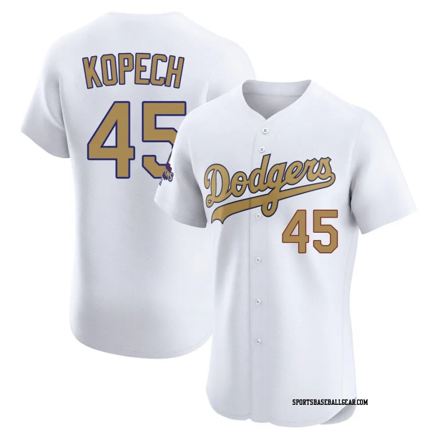 Michael Kopech Men's Los Angeles Dodgers Gold Elite White 2025 Collection Jersey