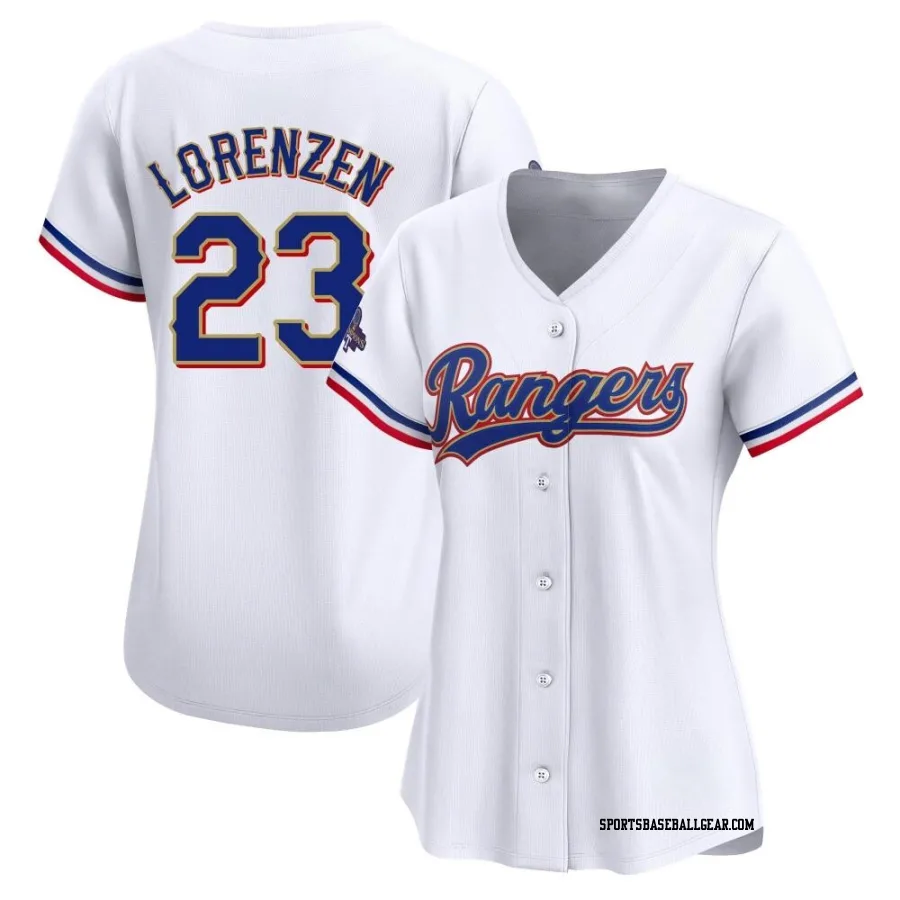Michael Lorenzen Women's Texas Rangers Gold Limited White 2024 Collection Jersey