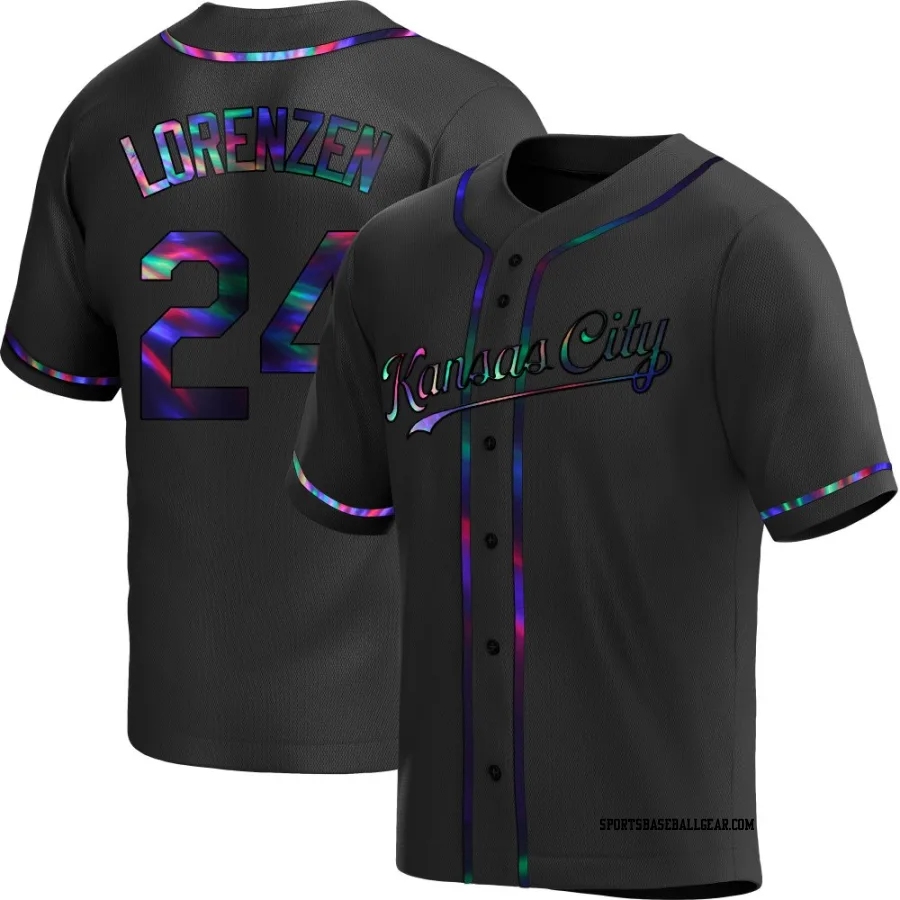 Michael Lorenzen Youth Kansas City Royals Black Holographic Replica Alternate Jersey