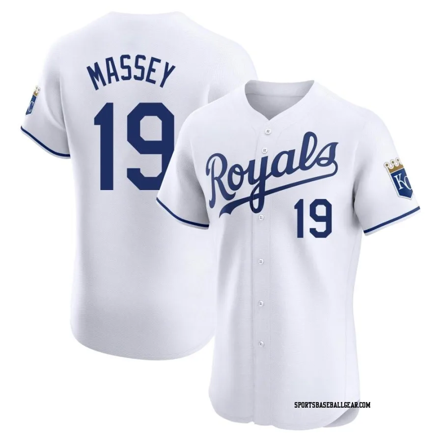 Michael Massey Men's Kansas City Royals White Elite Home Jersey