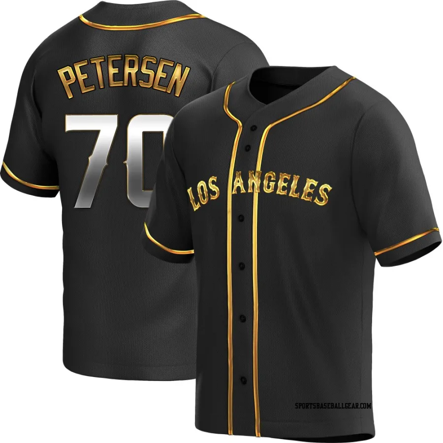 Michael Petersen Men's Los Angeles Angels Black Golden Replica Alternate Jersey