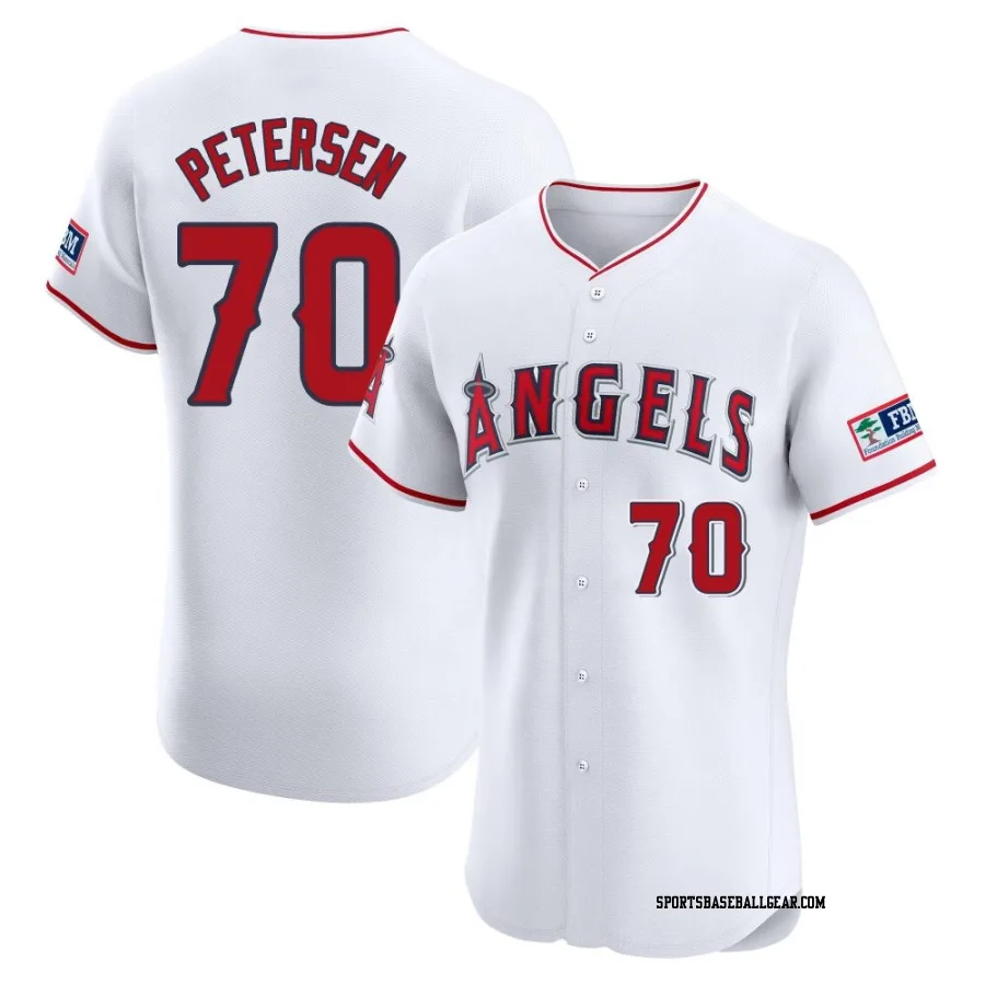 Michael Petersen Men's Los Angeles Angels White Elite Home Patch Jersey