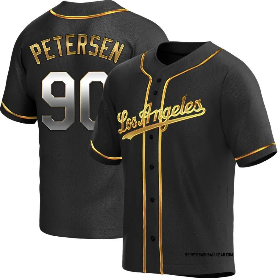 Michael Petersen Men's Los Angeles Dodgers Black Golden Replica Alternate Jersey