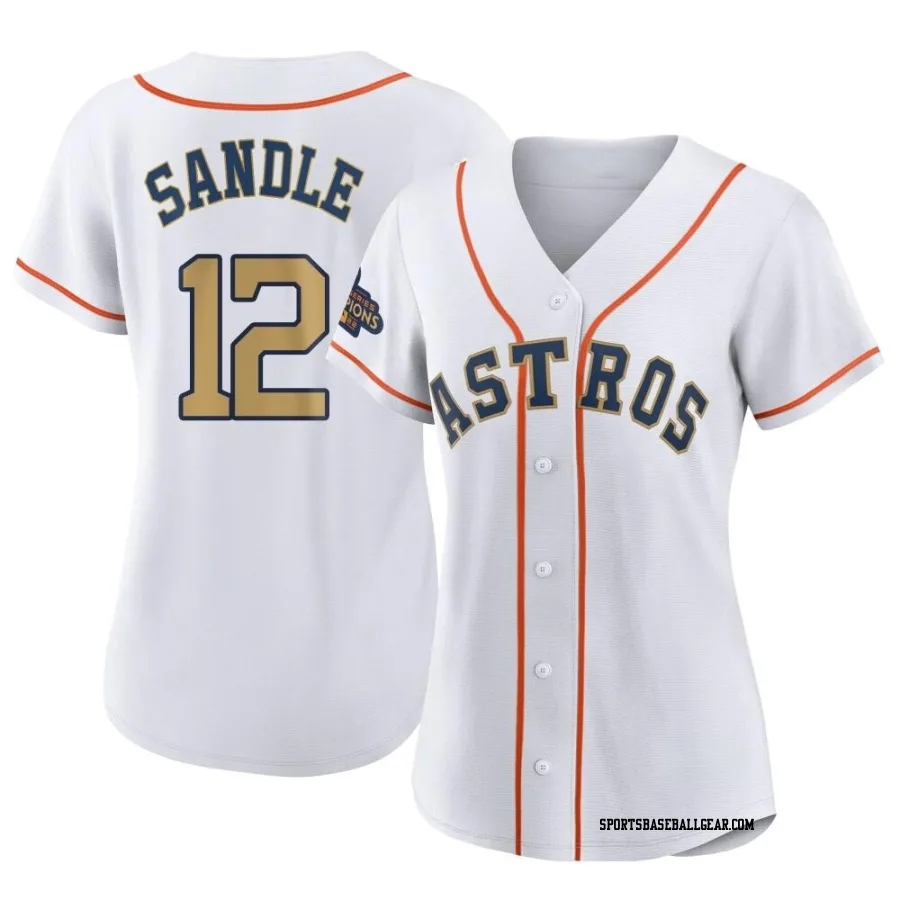 Michael Sandle Women's Houston Astros Gold Replica White 2023 Collection Jersey