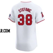 Michael Stefanic Men's Los Angeles Angels White Elite Home Patch Jersey