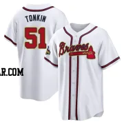 Michael Tonkin Men's Atlanta Braves Gold Replica White 2022 Program Jersey