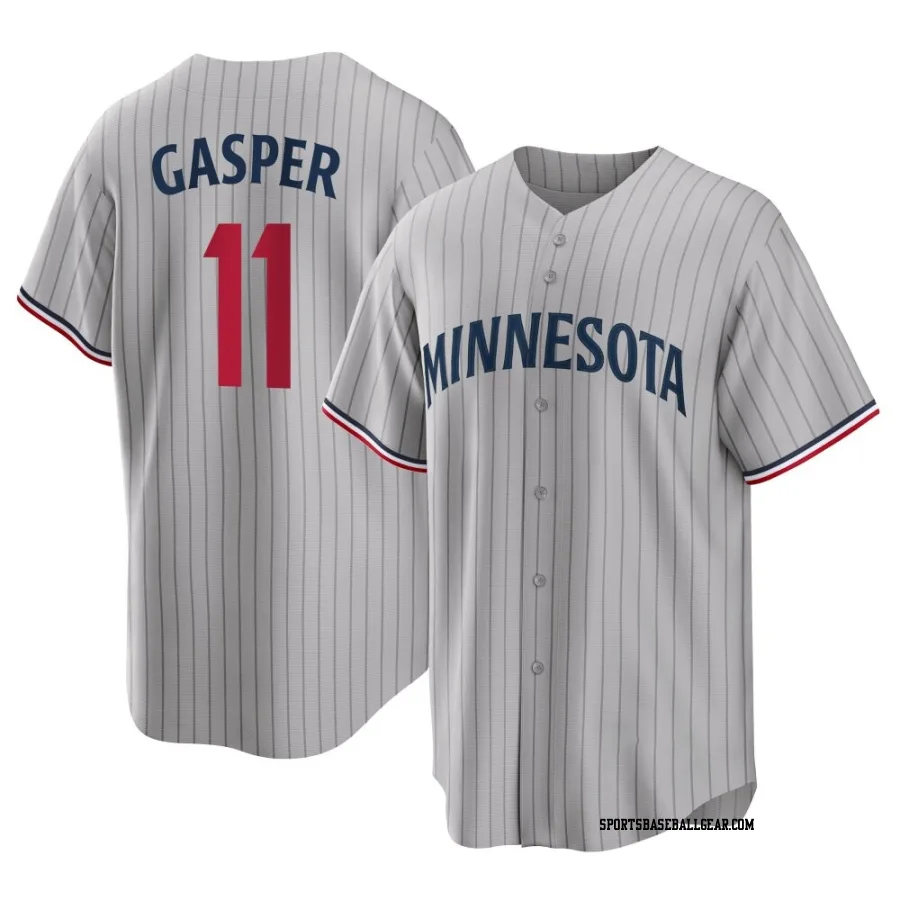 Mickey Gasper Men's Minnesota Twins Gray Replica Road Jersey