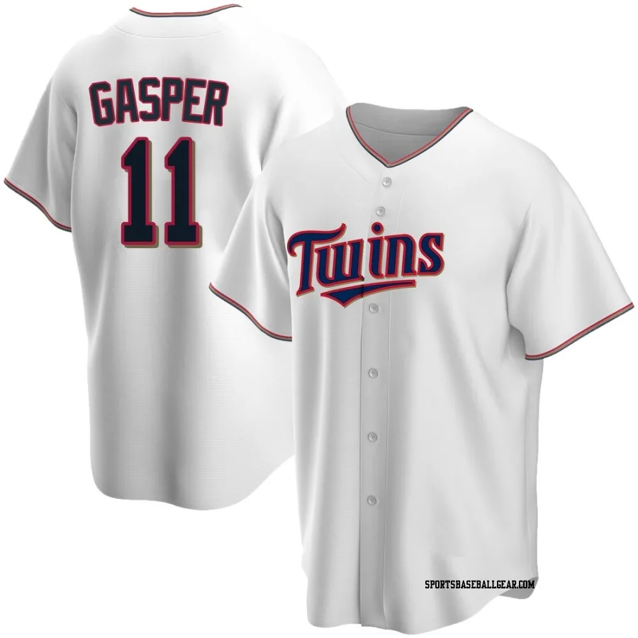 Mickey Gasper Men's Minnesota Twins White Replica Home Jersey